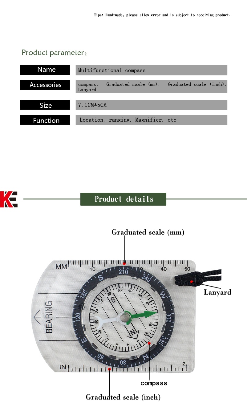 Multifunction transparent compass