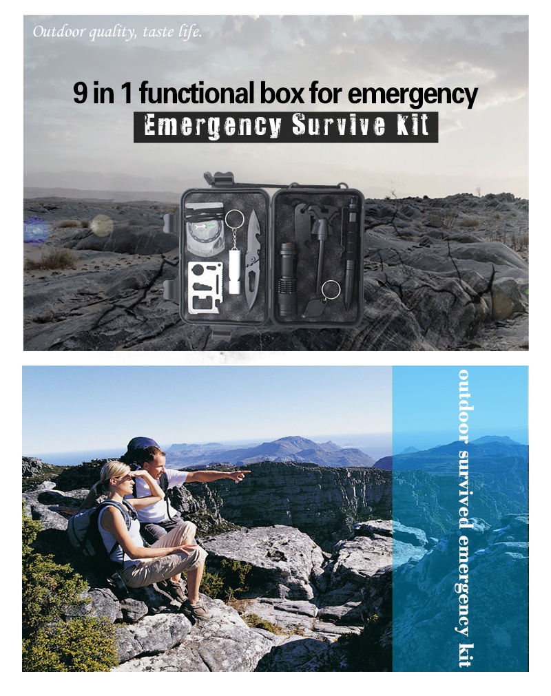 Outdoor survived emergency kit（9 in 1）