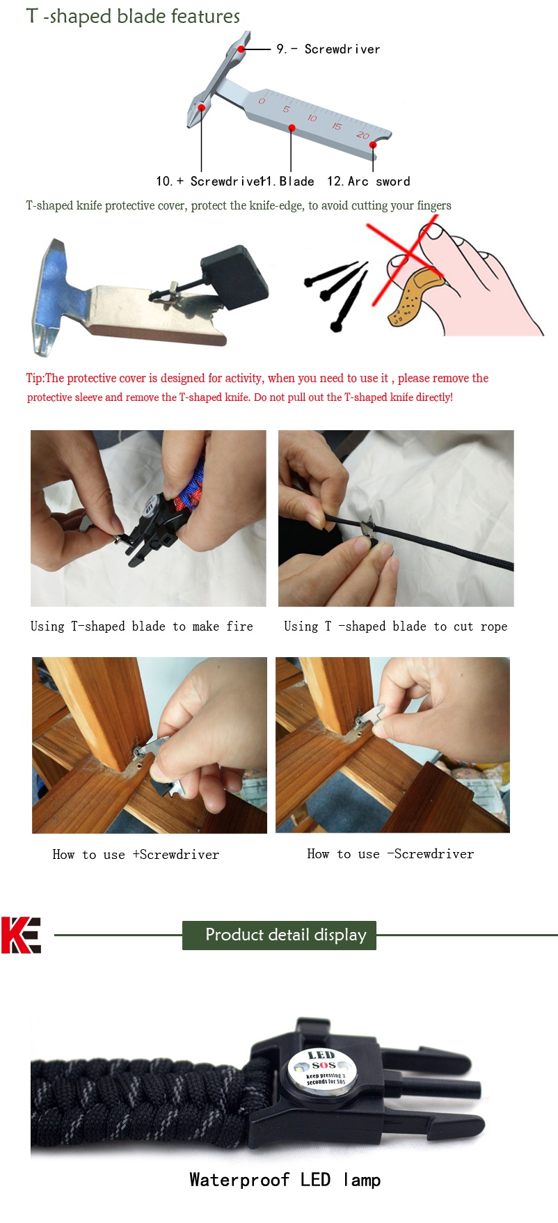 550 fire starter survival Praracord bracelet