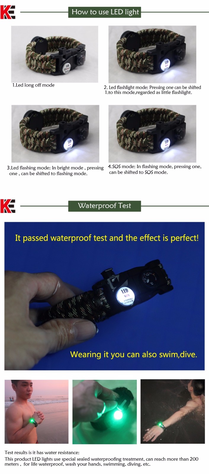 550 fire starter survival Praracord bracelet