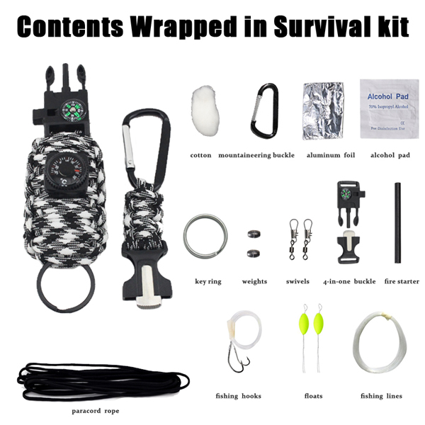 Portable survival paracord kit
