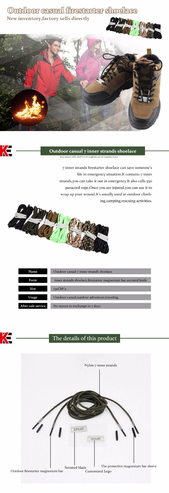 Outdoor sports shoelace(black)